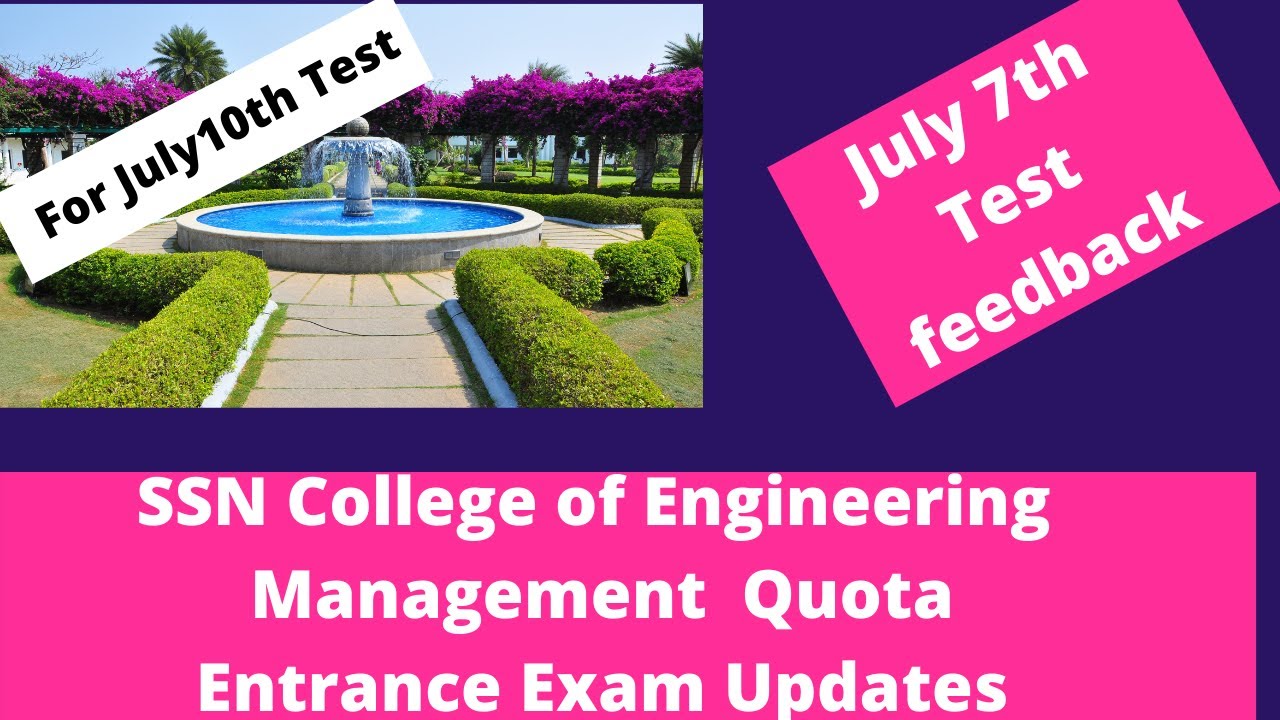 SSN Management Quota Entrance Exam 2021 Tips For July10th Test YouTube