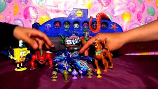 How To Unpack New Stikeez With Spongebob, Scooby Doo, Robot & Monster. Kids Playing Cool Game.