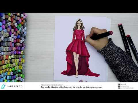 Coloreando un vestido rojo con marcadores [Speedpaint]