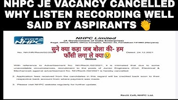 NHPC Requirements cancelled INFORMATION |NHPC REQUIREMENTS CANCELLED RECORDING| #SSC_JE_PREPONE_KRO