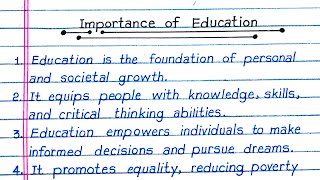 10 Lines Essay On Importance Of Education L Essay On Importance Of Education In English