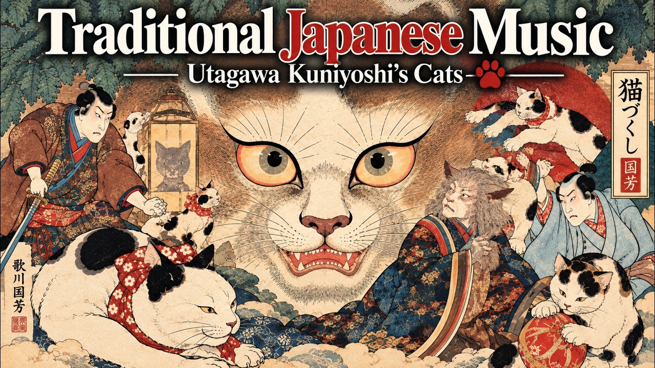 Traditional Japanese Music | Utagawa Kuniyoshi's Cats - YouTube