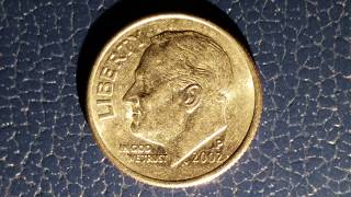 2002 P ROOSEVELT DIME | 1,187,500,000 MINTED | COPPER - NICKEL CLAD COIN