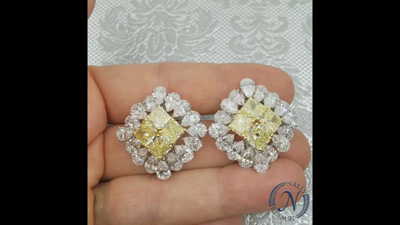 27.23ct Yellow & White Diamond Cluster Earrings by Graff