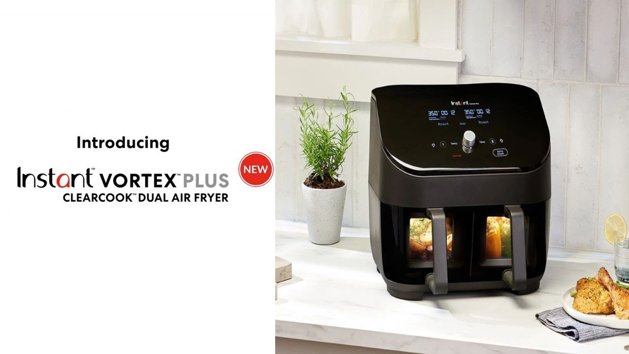 Instant Vortex Plus 8-Quart Dual Basket Air Fryer with ClearCook