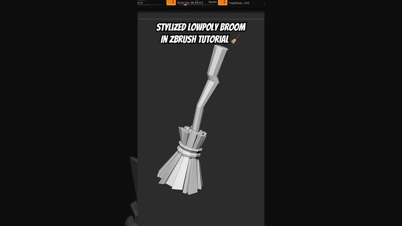 Стилизованная низкополигональная метла 🧹 в zBrush. Пошаговое мини-руководство.