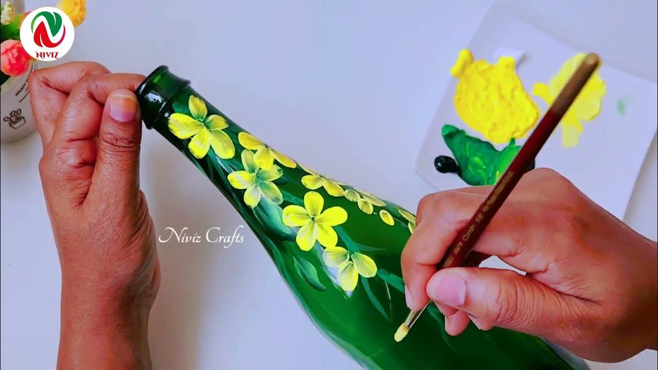 KANIKONNA Bottle art | Easy one stroke painting for beginners ...