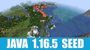 Minecraft Java 1.16.5 Seed: Double village near lake with ocean monument and ruined portal at spawn