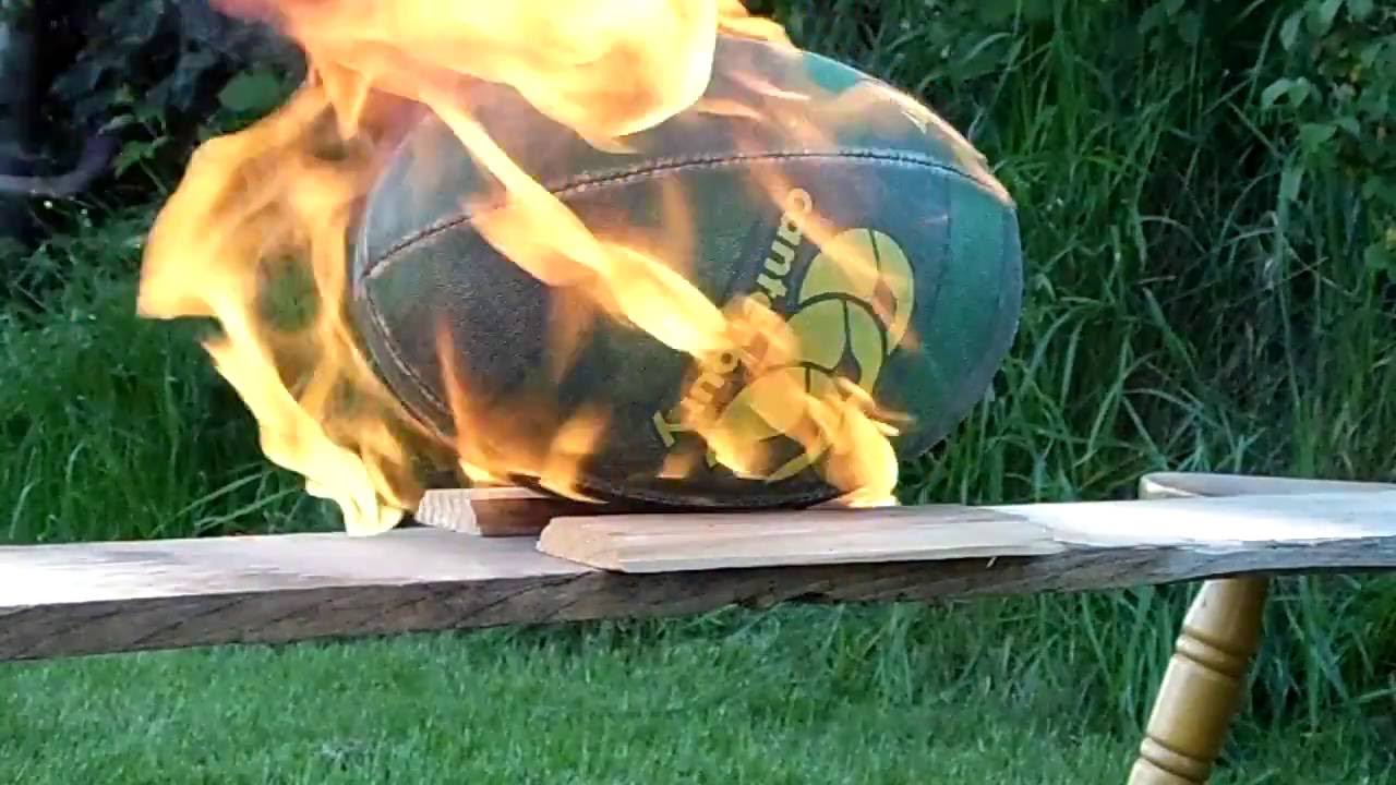Rugby Ball on Fire (Explosion) YouTube