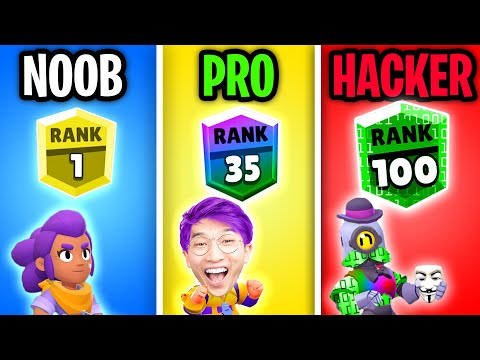 Can We Go NOOB vs PRO vs HACKER In BRAWL STARS!? (LankyBox Let's Play Brawl Stars!)