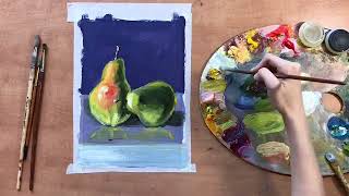 Картина 'Груши'. Техника для начинающих художников.