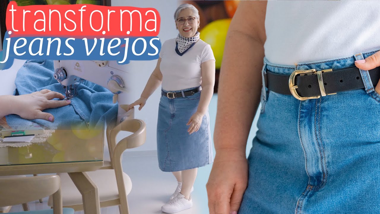 Talla dirigir Interpersonal UNA FALDA LINDA , a partir de un Jean o Vaquero/Fácil de hacer paso a paso  - YouTube