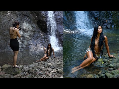 Natural Light Waterfall Photoshoot in Costa Rica, Behind The Scenes using Canon R6 MRK II @IreneRudnyk