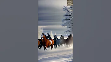 Horses riding in snow #horse #shorts