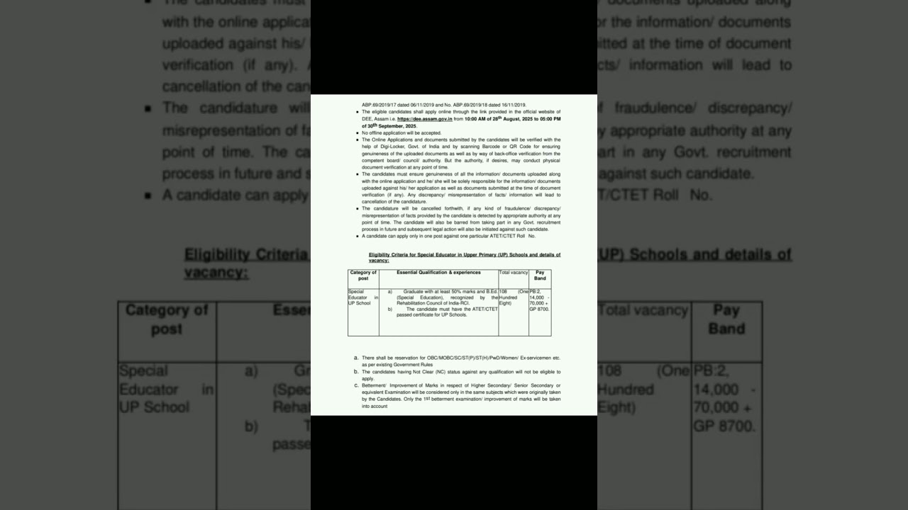 DEE Assam Special Educator Recruitment 2025 