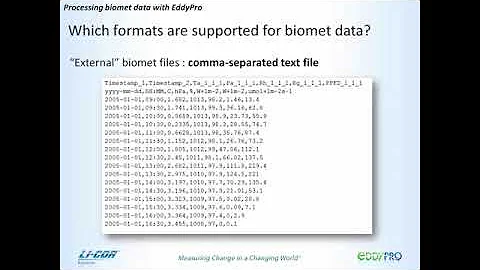 Biomet Data Processing and Advanced Features of EddyPro™ 4.0