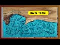 ein Tisch aus Holz und Epoxid Harz - BoraBora Blue - River Table (Epoxy Resin)