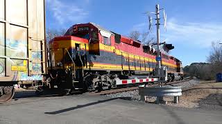 Kansas City Southern freight runs across East Austin Street, Jefferson, Texas