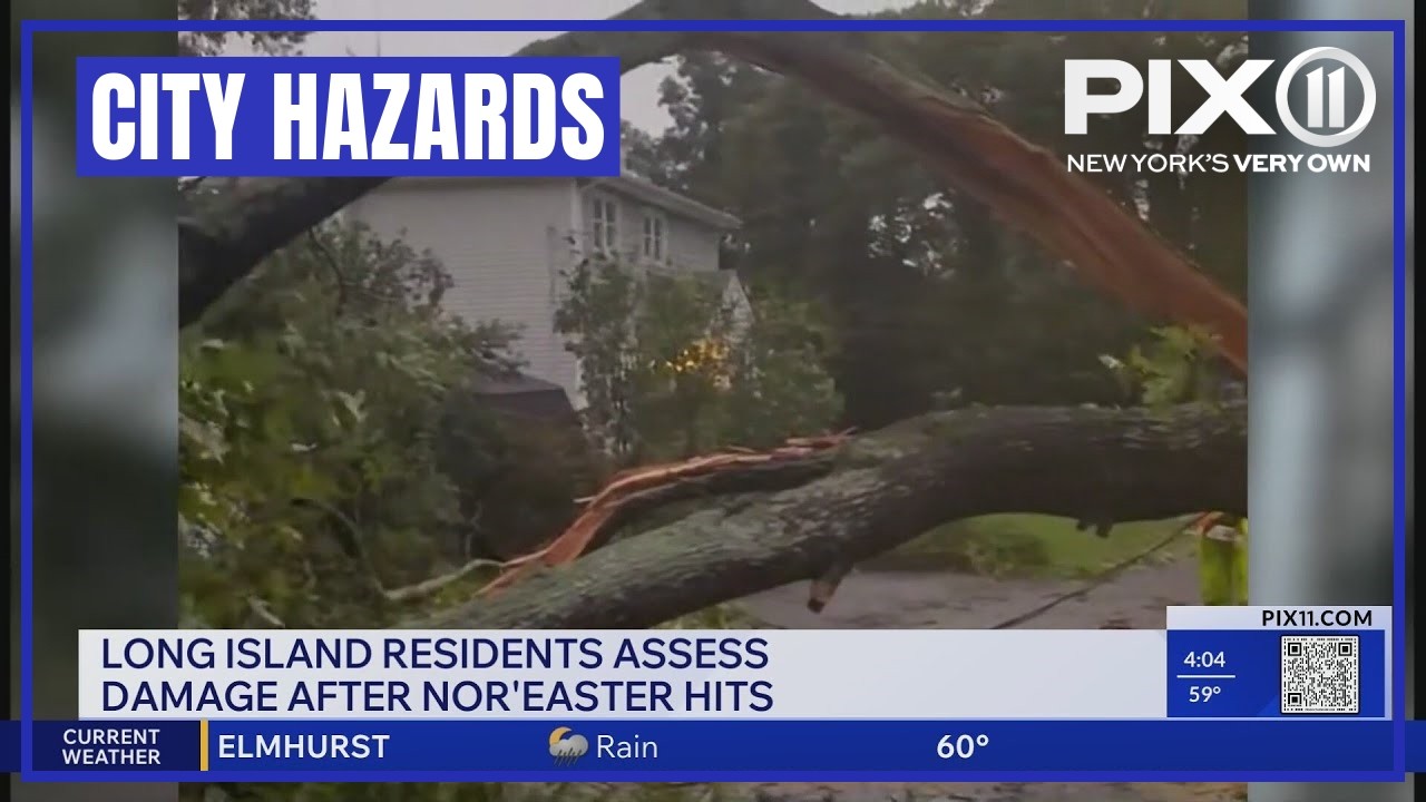Long Island residents assess damage after nor'easter hits - YouTube
