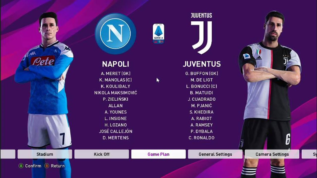 Juventus vs Napoli PES 2020 gameplay - YouTube
