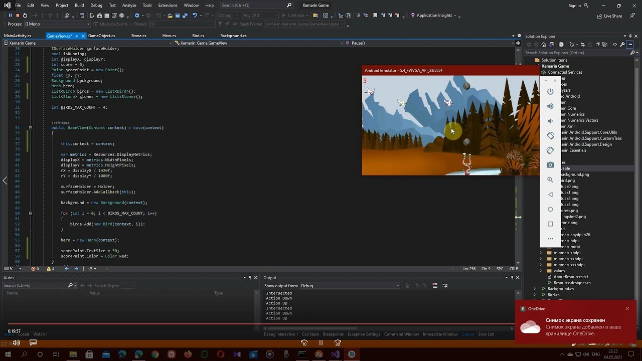 Создание игры на C# Xamarin Android SurfaceView 2D Game tutorial part 3 ...