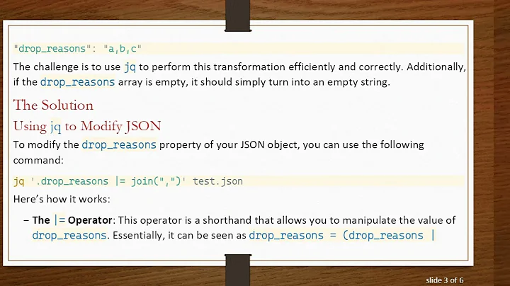 Transforming an Array to a String in JSON using jq