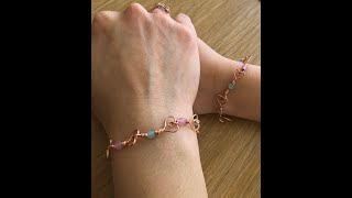 Making a Mother & Daughter Heart-link Wire Wrap Bracelet Set Using Semi-Precious Stones