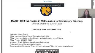 Math 1350 Welcome Video