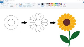 How to draw a Simple Flower in Your Computer using Ms Paint | Simple Flower Drawing. screenshot 2