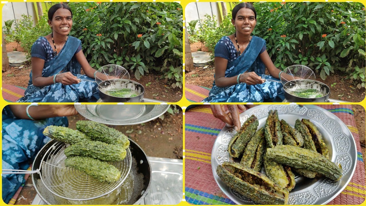 కాకరకాయ వేపుడు// kakarakaya vapudu //village cooking// 