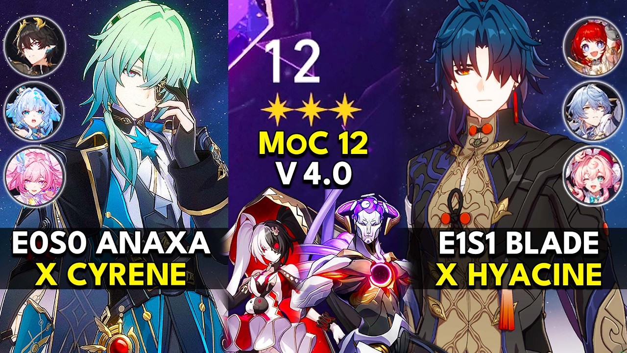 E0 Anaxa x Cyrene & E1S1 Blade x Hyacine | Memory of Chaos Floor 12 (3 Stars) | HSR 4.0