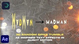 New After Effects text effect in Alight motion || 3d random spike tumble tutorial
