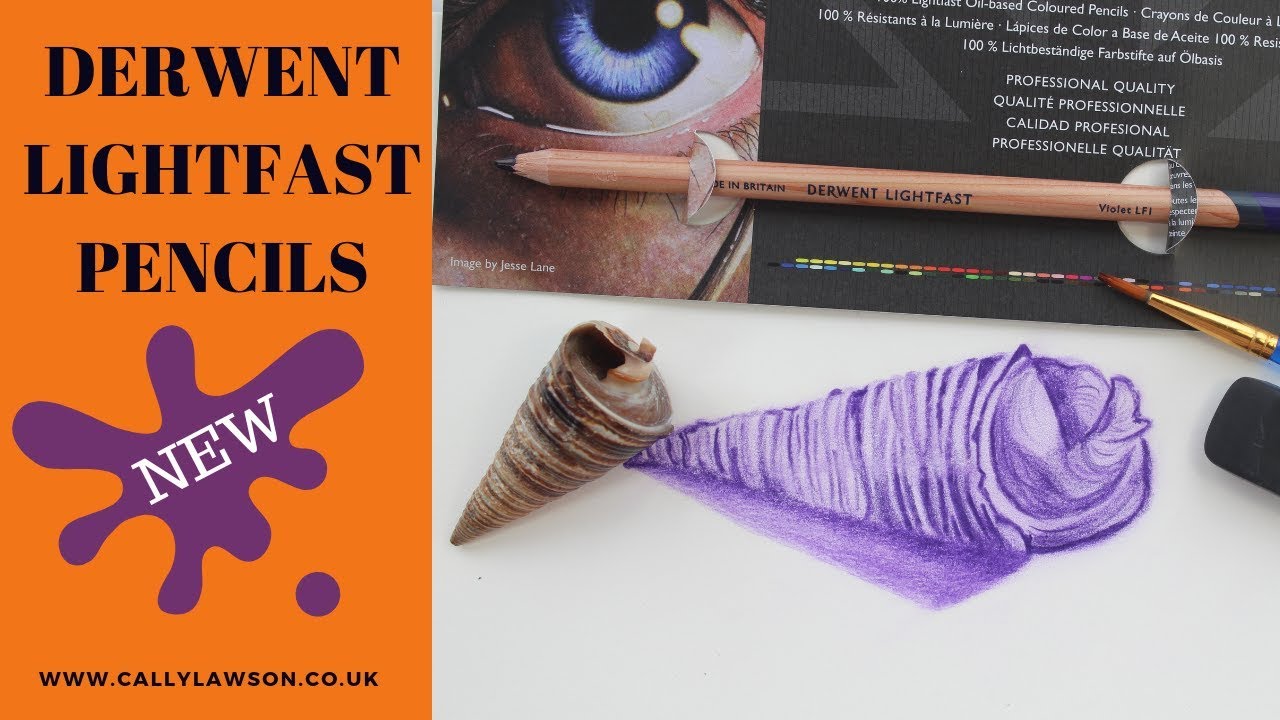 Derwent lightfast NEW coloured pencils, review of sample pencil YouTube