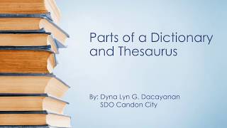 Parts of a Dictionary and Thesaurus