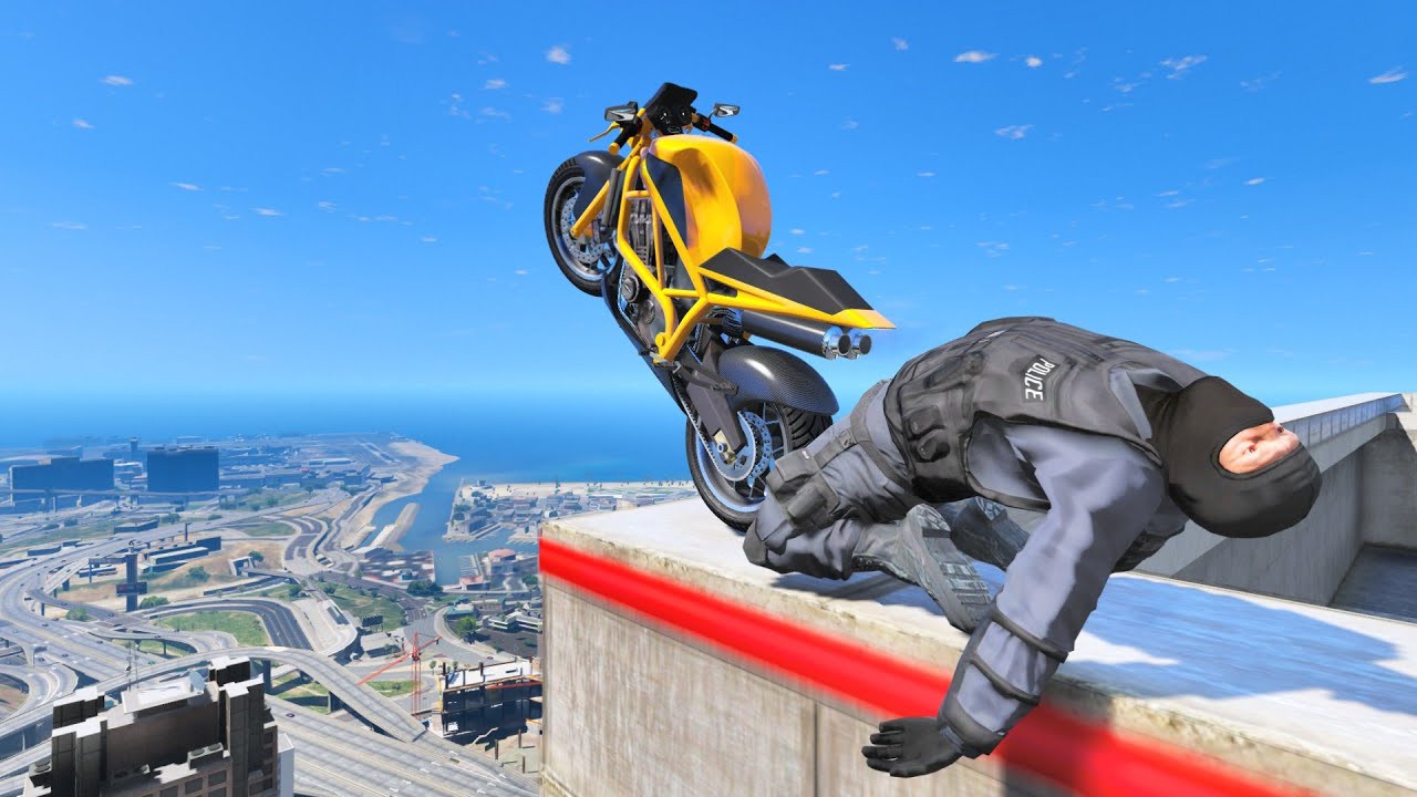 GTA 5 Police Swat Motorcycle Stunts/Fails/Ragdolls (Euphoria Ragdolls) #38