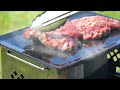 ソロBBQ 厚切り牛タンを鉄板で焼く【焚き火グリル】【たきぐり】