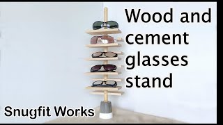 木材とセメントの眼鏡スタンド |  Wood and cement glasses stand