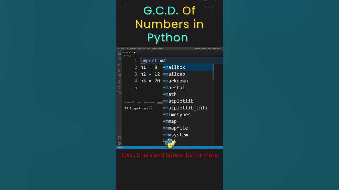 Find GCD of Numbers in Python | greatest common divisor #shorts #gcd # ...