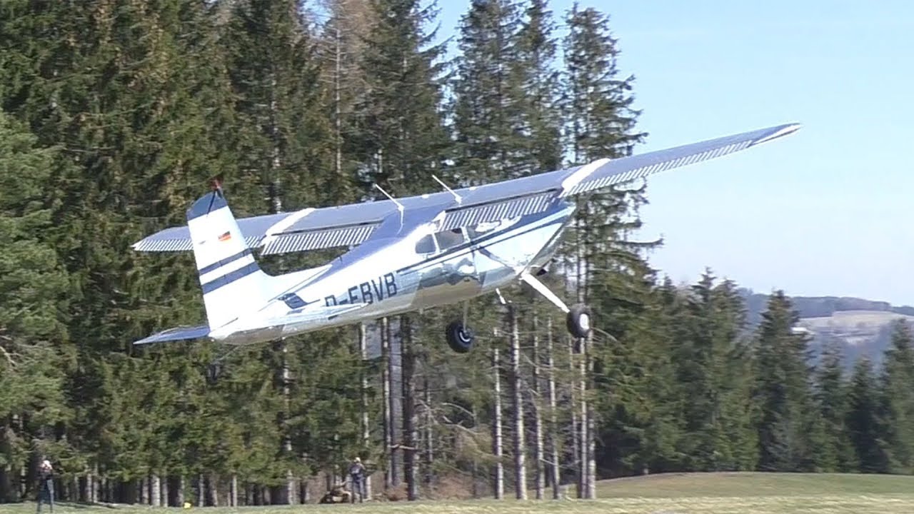 Cessna 180-H landing and takeoff at Airfield Rostock | D-EBVB