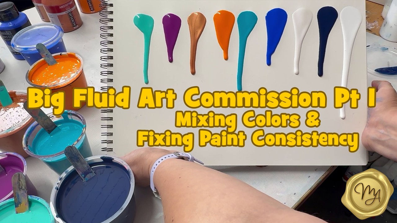 Big HUGE Fluid Art Commission Part 1: First Preparations 💙 Mixing ...