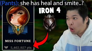 5,400,000 Mastery Points IRON 4 MISS FORTUNE gets into a SILVER 4 game.. what am i watching