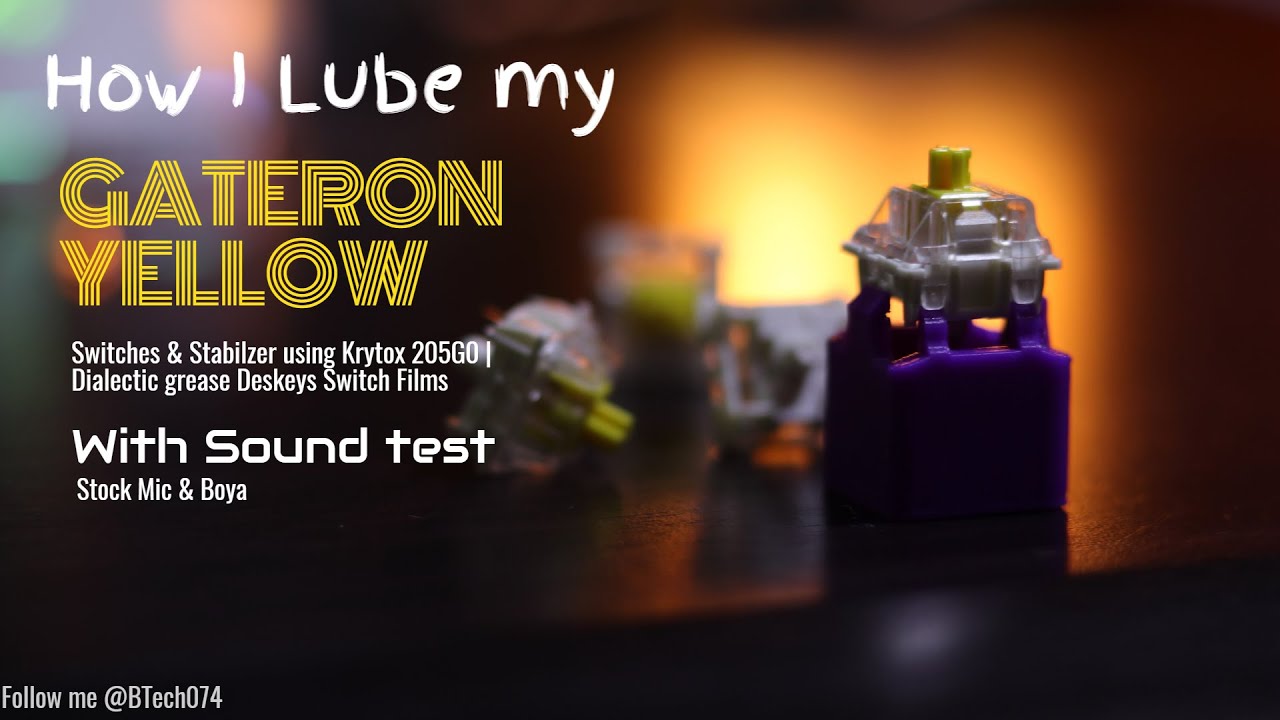 Gateron Yellow Stabilizer Switches with Deskeys Mechanical Keyboard Lube vs Unlubed with Sound