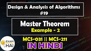 Example 2: Master Theorem for Solving Recurrences || in Hindi || MCS-211 || MCS-031 || DAA #19