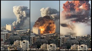 How does a DOUBLE BLAST LIVE Captured Look from a mile, Beirut Port area Lebanon MASSIVE EXPLOSION !