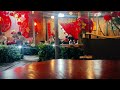 Relaxing Sunday at a cafe with Tet decorations