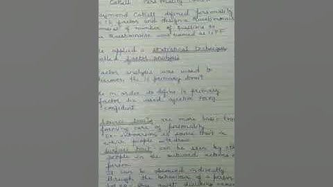 CLASS XII - PSYCHOLOGY - TOPIC - RAYMOND CATTELL PERSONALITY FACTOR