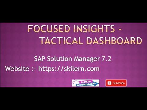 Tactical Dashboard - Focused Insights for SAP Solution Manager