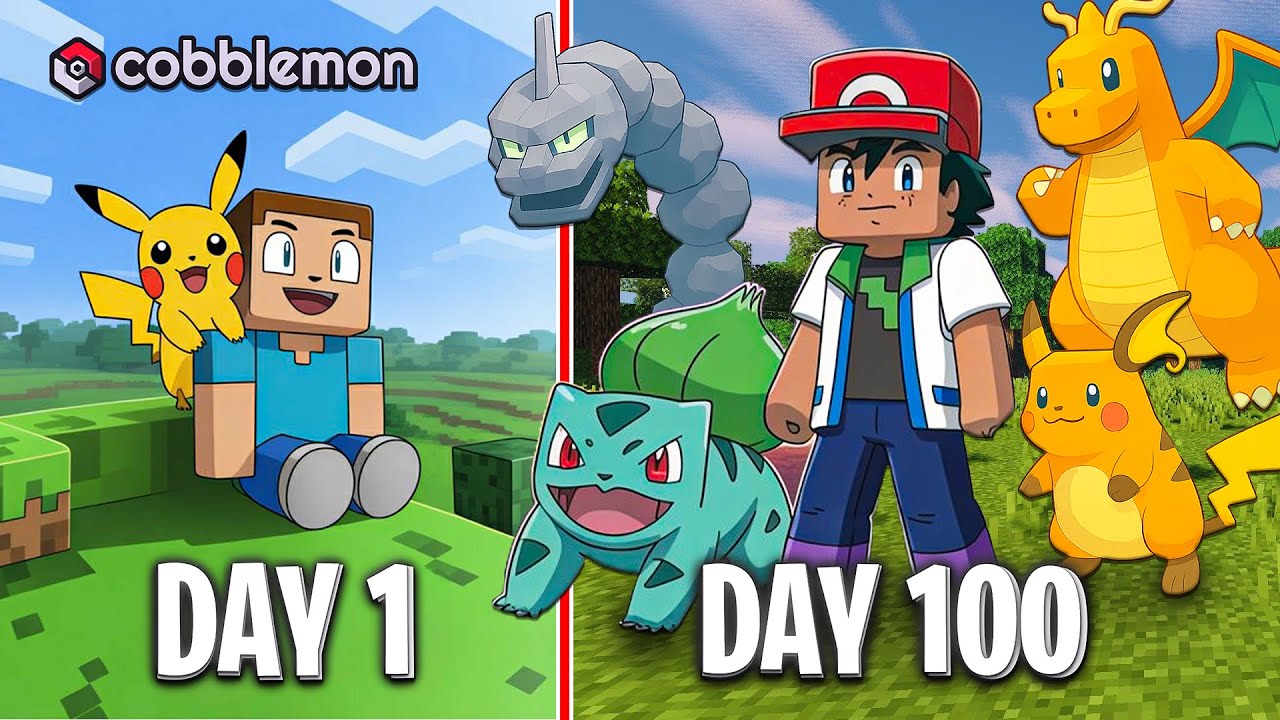 I Survived 100 Days In COBBLEMON In Minecraft - YouTube