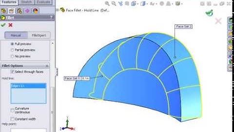 SolidWorks Part Modeling 03 Advanced Fillets   04 Hold Line Fillets