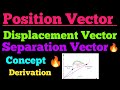 position vector, displacement vector, separation vector